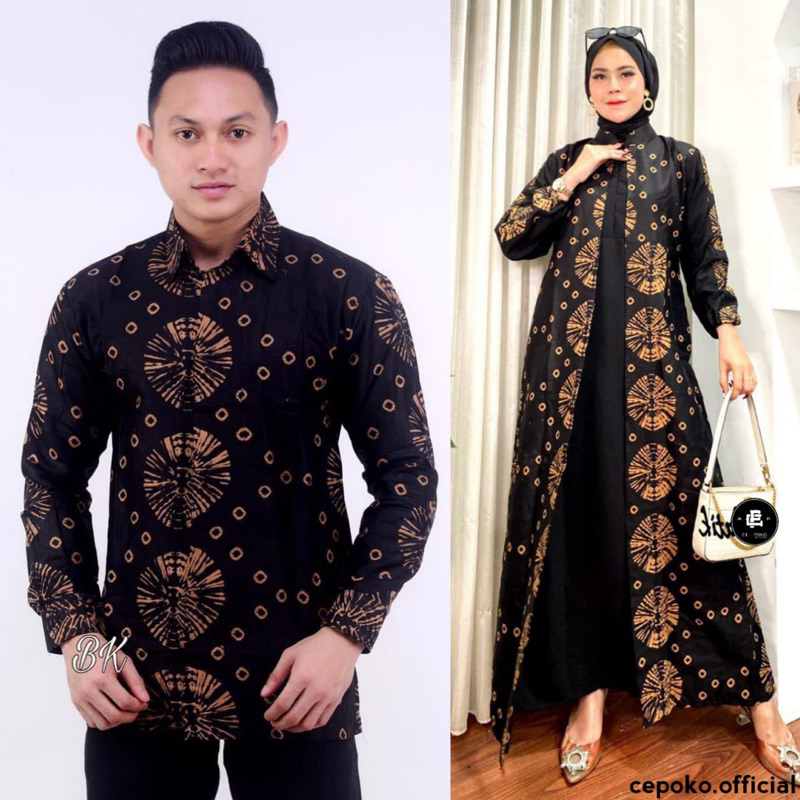 tey-17 Batik wanita ASJ SA HRB026 Kenongo Kemeja Tosca Pendek Batik Couple