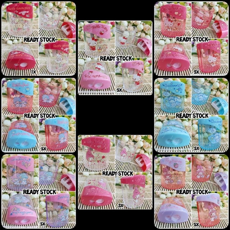 

Twin Hole Pencil Sharpener / Rautan Pensil 2 Lubang Size Ukuran Besar Kecil 6x5x3cm Sanrio Hello Kitty, My Melody, Little Twin Stars, Cinnamoroll