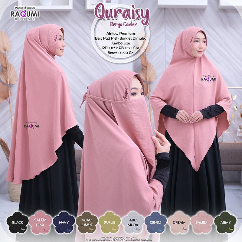 QURAISY BERGO CADAR RAQUMI ORIGINAL | KHIMAR FREE CADAR | KHIMAR AIRFLOW