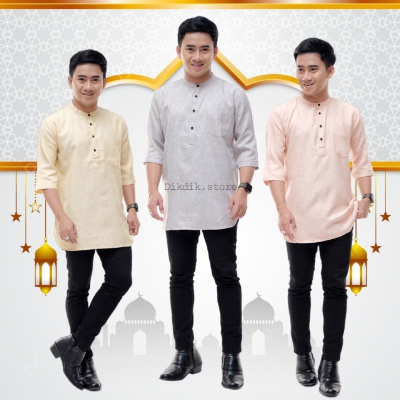 BEST SELLER Baju Koko Kurta Pria Lengan 3/4 dan Lengan Pendek Premium Baju Koko Fashion Muslim Pria Terbaru