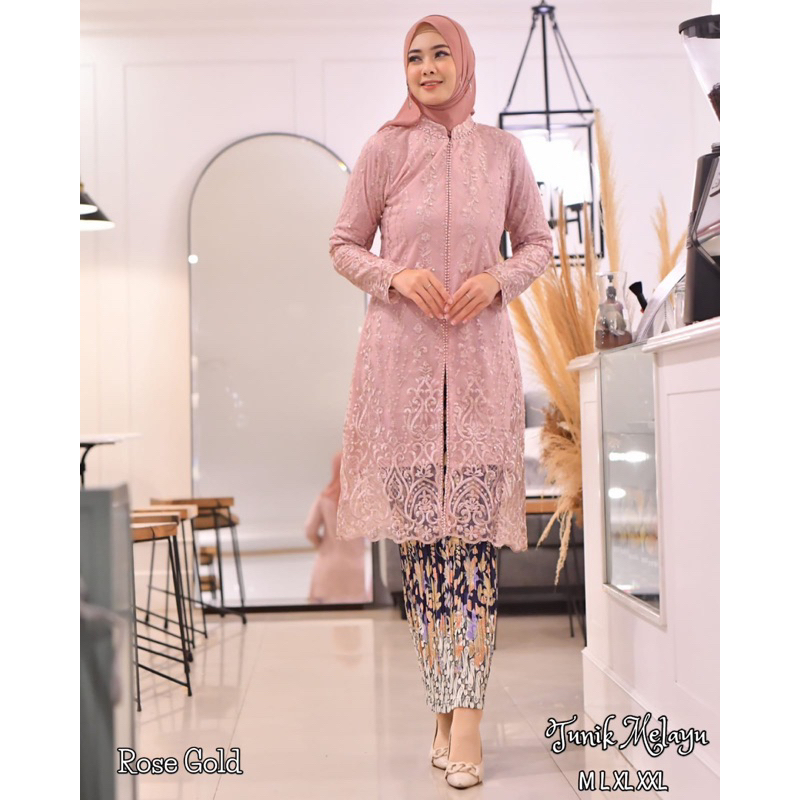 Permata Olshop / Setelan Kebaya Tunik Melayu SK / Kebaya Tunik Payet Busui / Kebaya Baju Kurung Berpayet