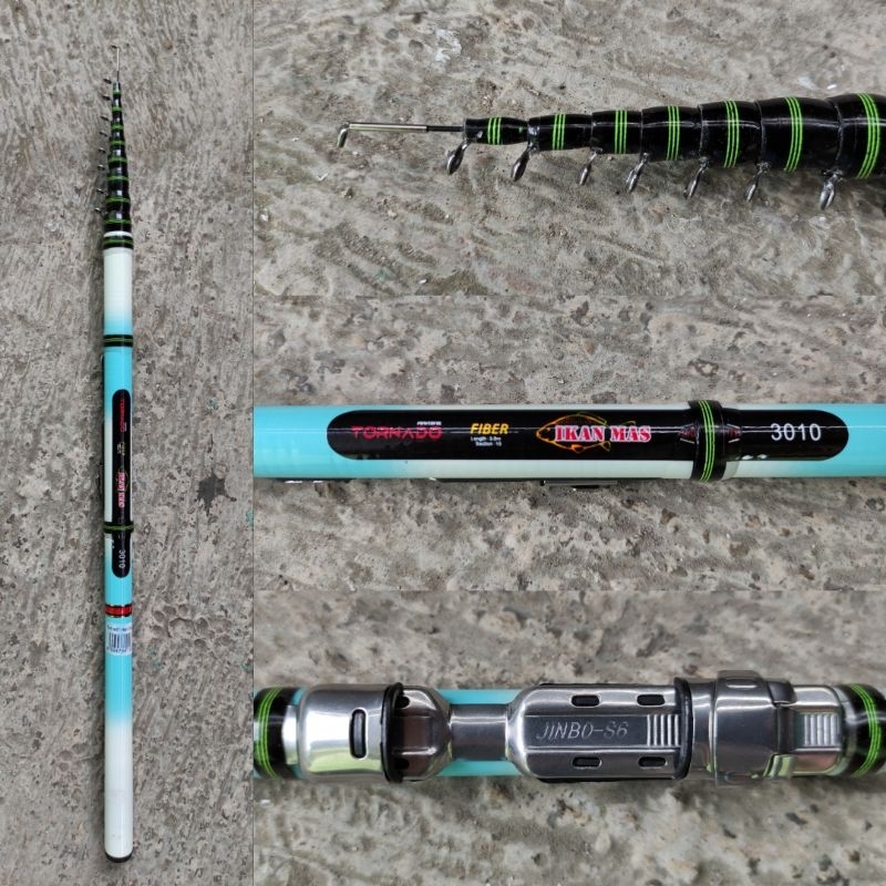 Joran Tegek Tornado Ikan Mas Ruas Pendek Set Kolong