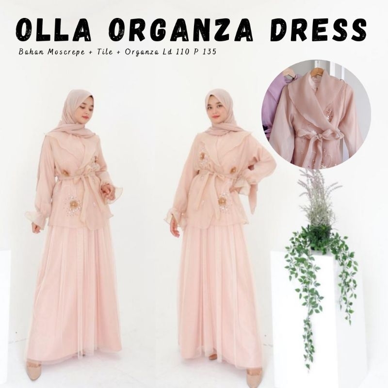 OLLA ORGANZA DRESS / DRESS PESTA ORGANZA / DRESS PESTA HIJAU SAGE / DRESS TILE