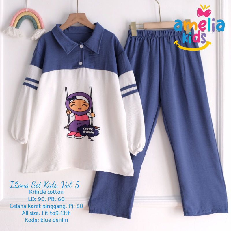 SETELAN CELANA CRINKLE ANAK PEREMPUAN // MORLIN ILONA KIDS ORIGINAL BY AMELIA KIDS