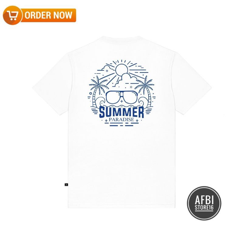 [ COD ] Tshirt Baju Kaos Distro AEROSTREET SUMMER PARADISE PUTIH / Kaos Distro Pria Wanita