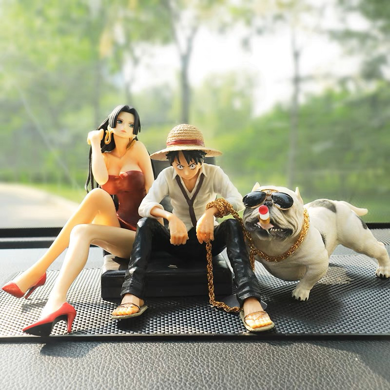 Pajangan Dashboard One Piece Luffy &amp; Snow Hiasan dekorasi Mobil Premium