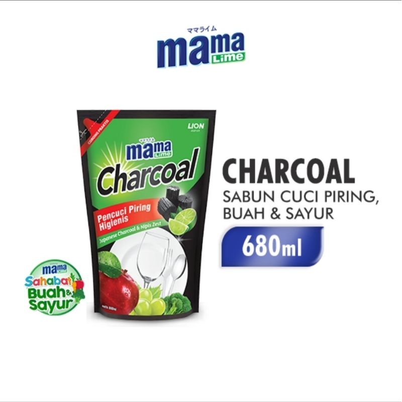 Mama Lime Charcoal Pencuci Piring [800 ml/ Pouch]