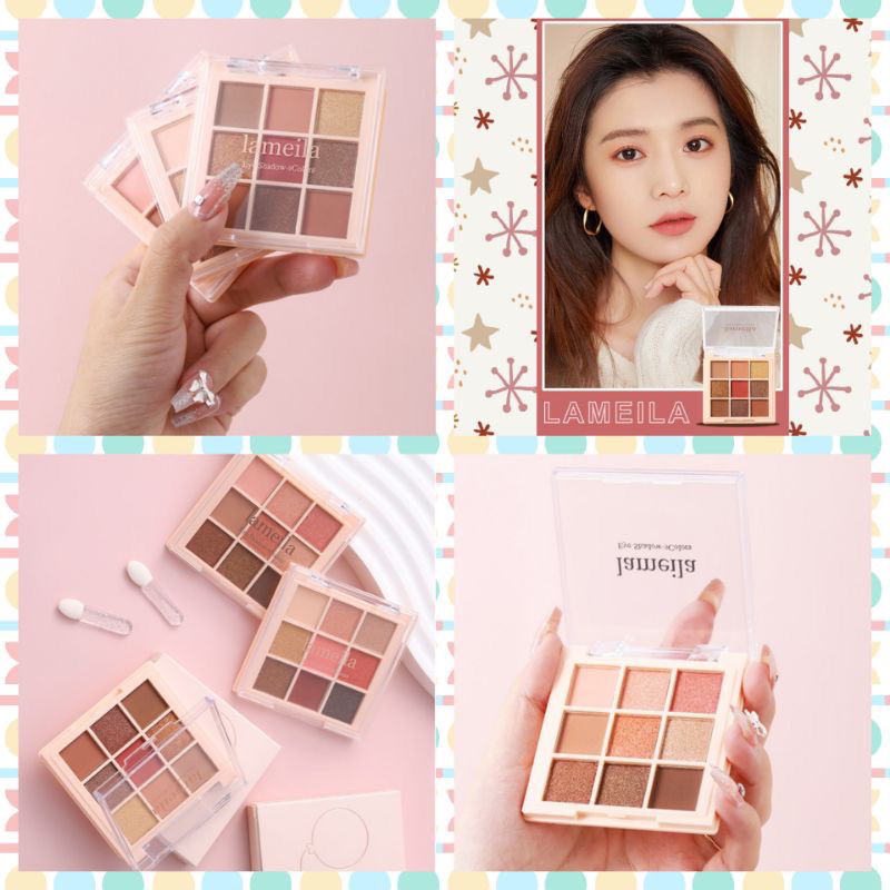 LAMEILA 9 Colors NEW Eyeshadow Free Kuas Pallete Waterproof MH