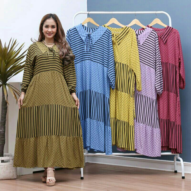 MIDI DRESS RAYON PREMIUM SUSUN DRESS MUSLIM GAMIS RAYON