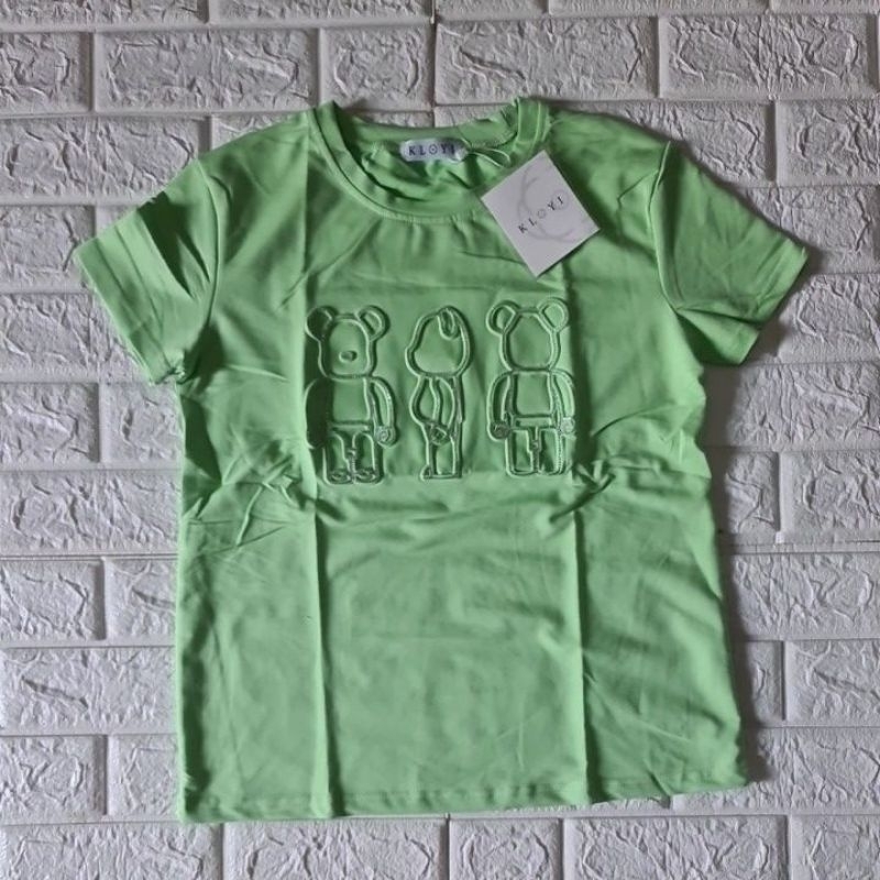 Top/kaos wanita import Kloyi Malaysia bahan katun premium-Hijau