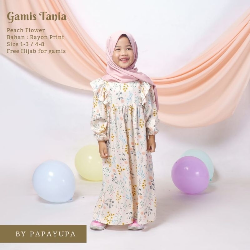 Gamis Tania Peach Flower by PAPAYUPA Estimasi 1 - 7 thn