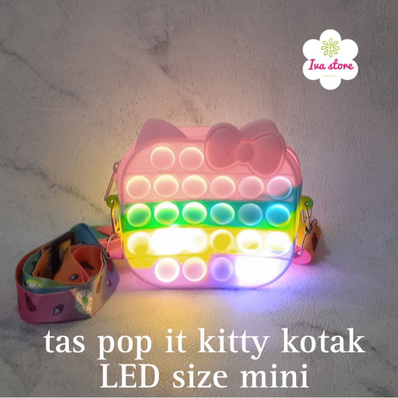 Tas pop it kitty kotak size mini LED bisa menyala