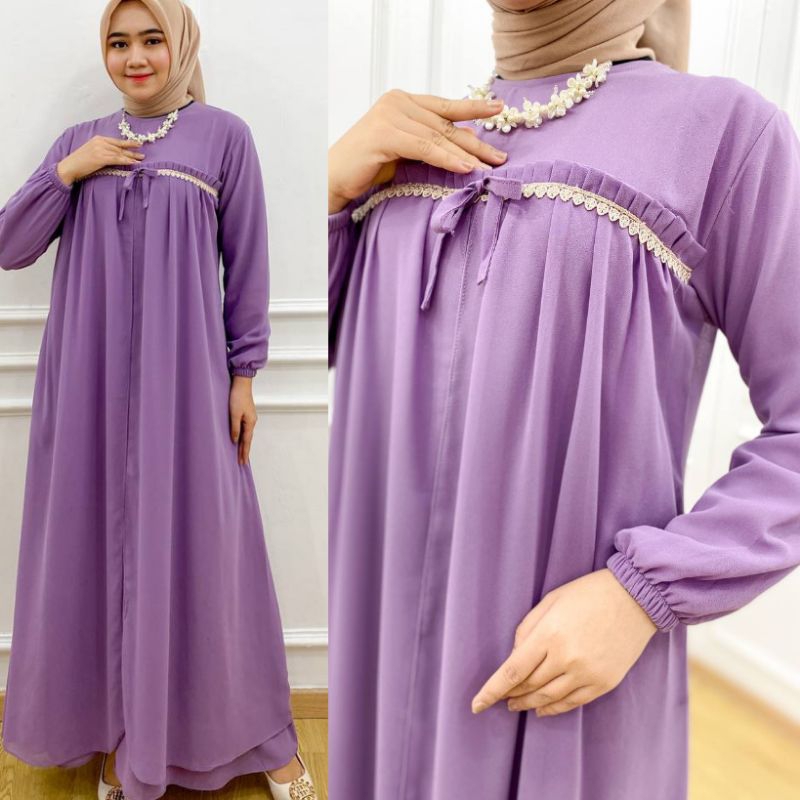 gamis Malaysia outer - gamis  ceruty babydoll / gamis terbaru-Flashsale (cod)