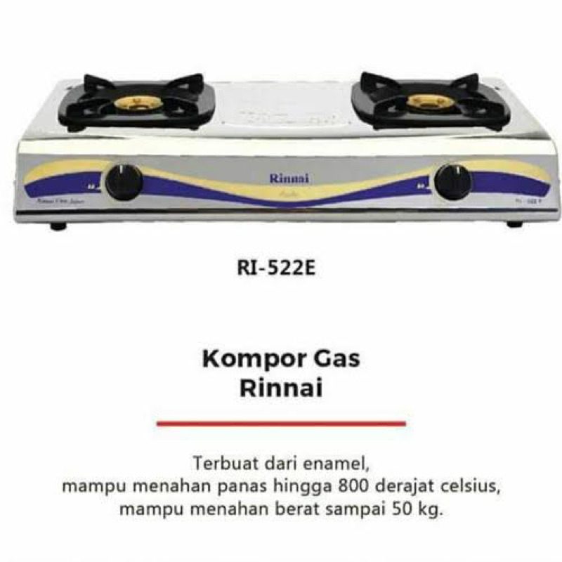 BORONG Kompor 2 Tungku Stainless Steel Rinnai Ri-522E 522 E Bisa gosend