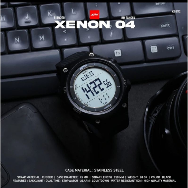 Jam Tangan Digital Pria XENON 04 BLK AREI OUTDOORGEAR - Jam Tangan Digital REI WATER RESIST XENON 04