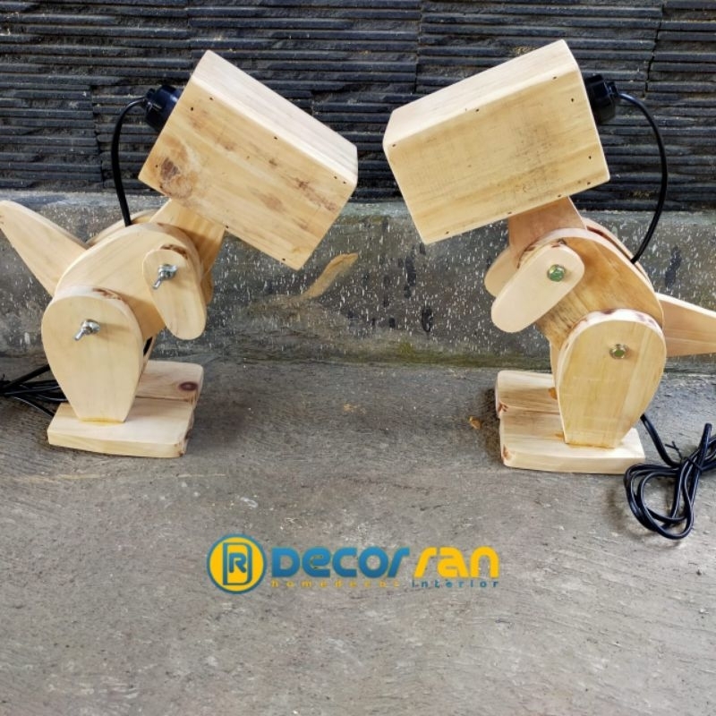 Lampu Meja Belajar Anak Kayu Pinus Jati Belanda Model Dyno /  LAMPU BACA / LAMPU UNIK