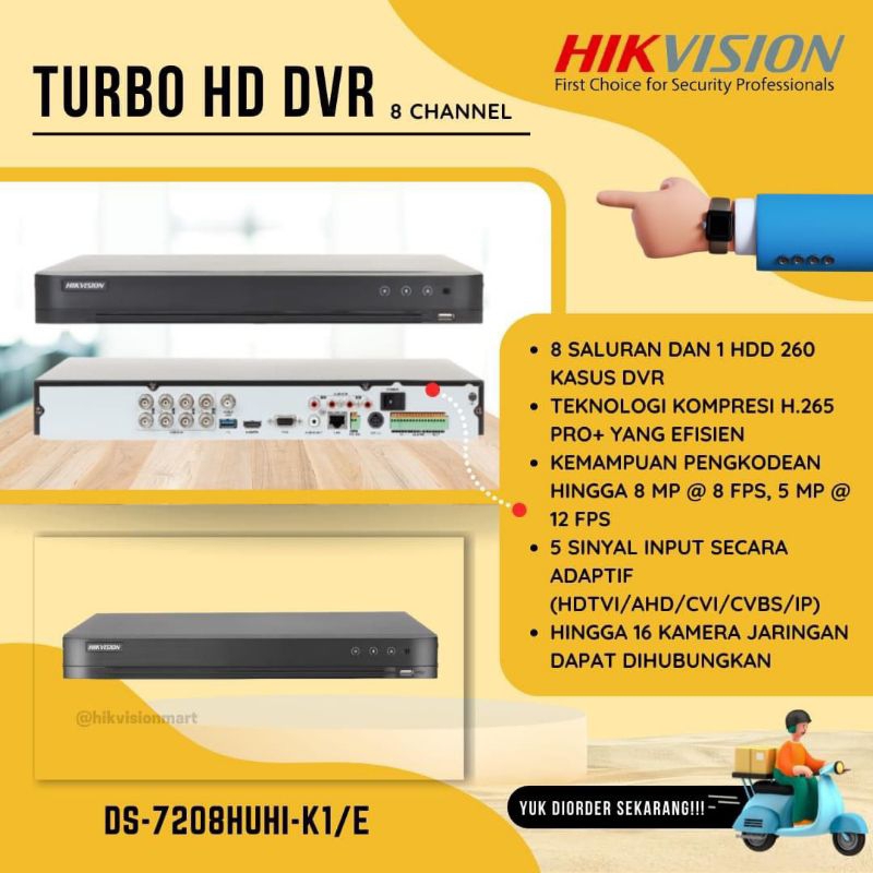 DVR HIKVISION 8 CHANNEL DS-7208HUHI-K1/E / IDS-7208HUHI-M1/E