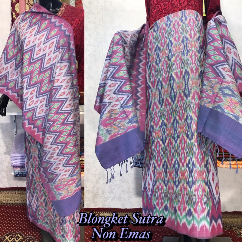 Blongket Sutra Non Emas-Asli Tenun Tangan Palembang