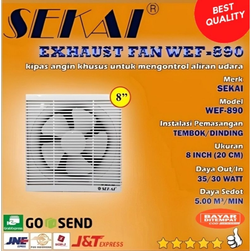 Exhaust Hexos Heksos Fan Dinding 8 inch Sekai