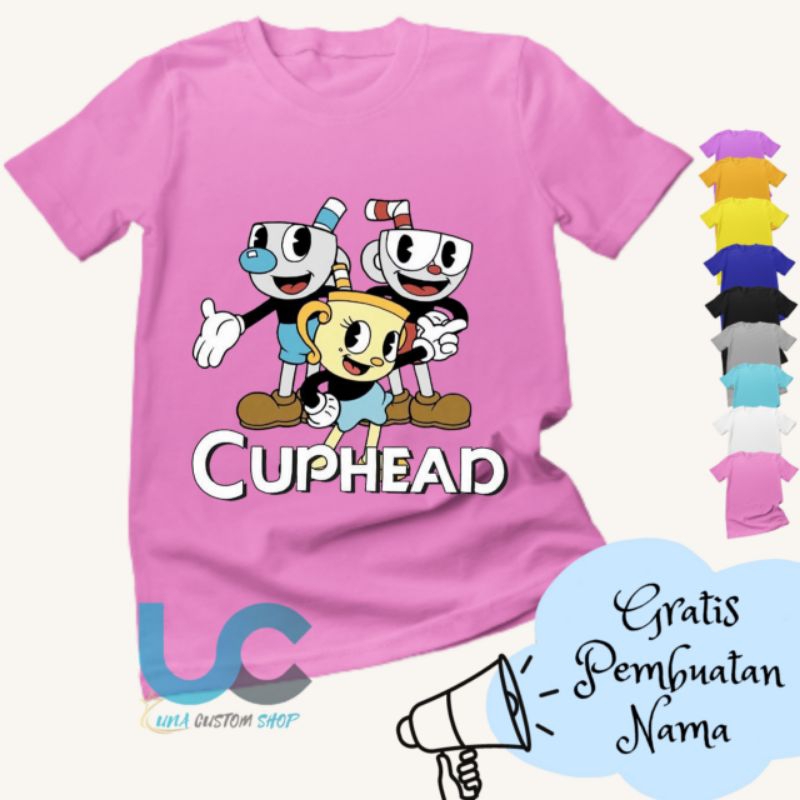 Kaos AnakCuphead | Baju AnakCuphead | Kaos Anak Sablon | Kaos Anak Custom Terbaru (FREE NAMA)