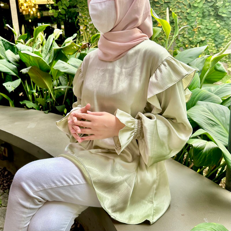 BERLYANNE - Clara Blouse - Atasan Baju Blouse Blouse Shimmer Silk Mewah - Blouse Wanita - Atasan Wan