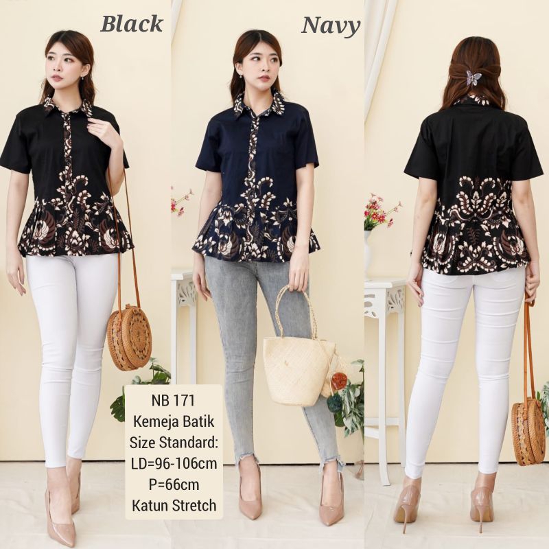 KEMEJA BLOUSE BATIK ISWARA MOTIF CANTIK 171 ATASAN CEWEK BAJU FASHION WANITA MURAH