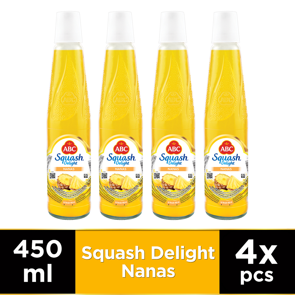 ABC Sirup Squash Delight Nanas 450 ml - Multi Pack 4 pcs