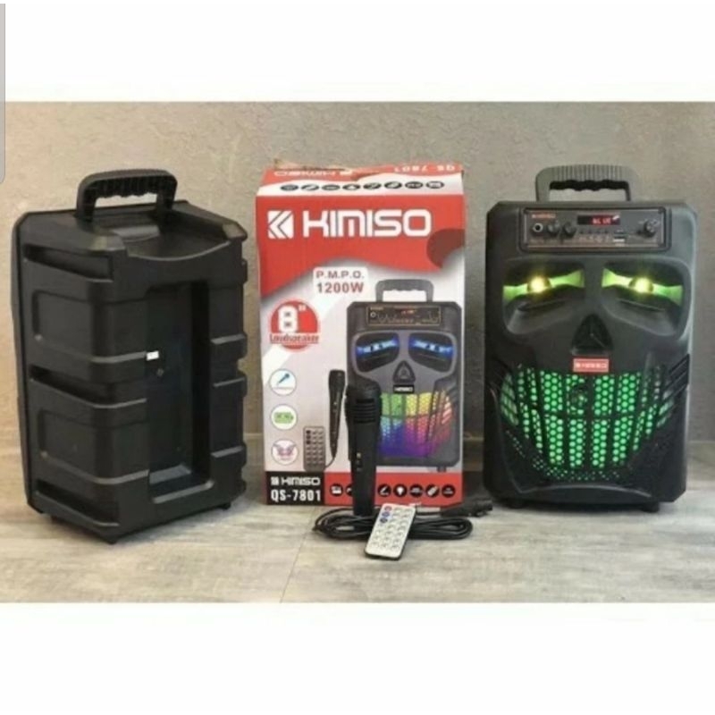 Speaker Bluetooth Karaoke Free Mic 8,5inchi QS7801 Salon Aktif Portable Radion Fm Mp3