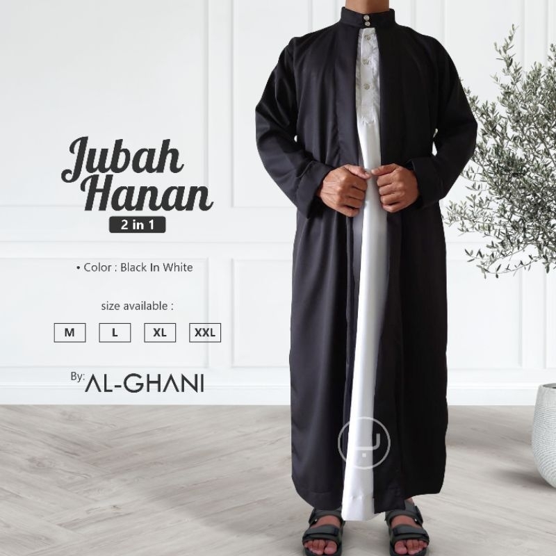 FREE ONGKIR ALGHANI - JUBAH HANAN 2 IN 1 LUAR DALAM, GAMIS PRIA LENGAN PANJANG BAHAN KATUN EXCLUSIVE