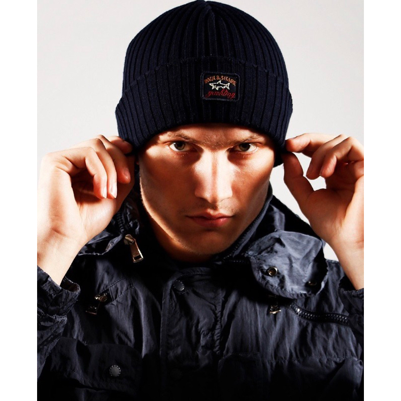 Paul And Shark Beanie Hat Dark Navy