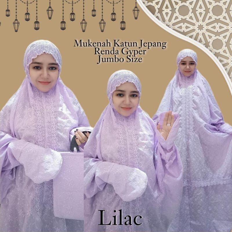 mukena terusan katun Jepang mukena dewasa katun Jepang renda gyper