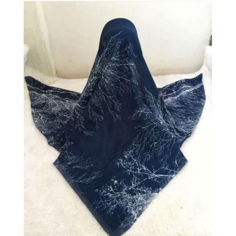 KERUDUNG SEGI EMPAT HIJAB JILBAB MOTIF RANTING BIRU TUA PREMIUM