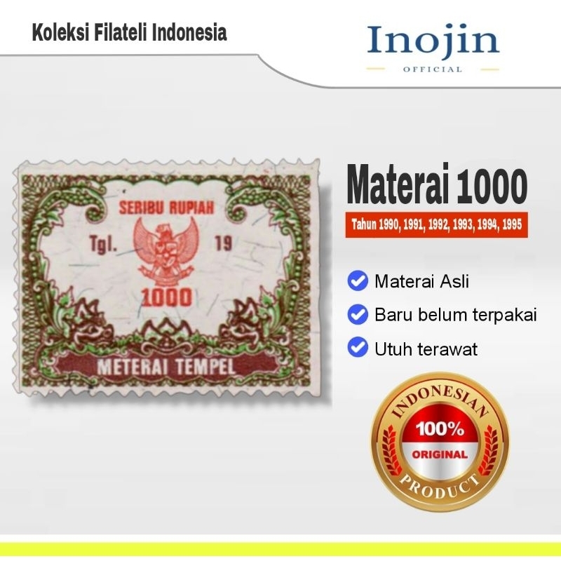 

Materai 1000 Tahun 1991 1992 1993 1994 1995 Perangko Matrai Tempel Lama Asli Original Pos