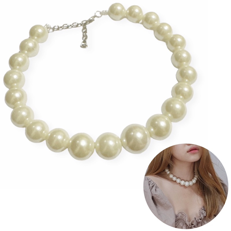 Odette Big Pearl Necklace Kalung Choker Mutiara Basic Jumbo