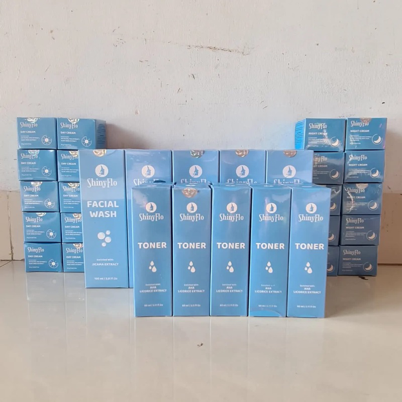 SHINY FLO paket wajah skincare brigtening ORIGINAL 100% BPOM agen kab ketapang