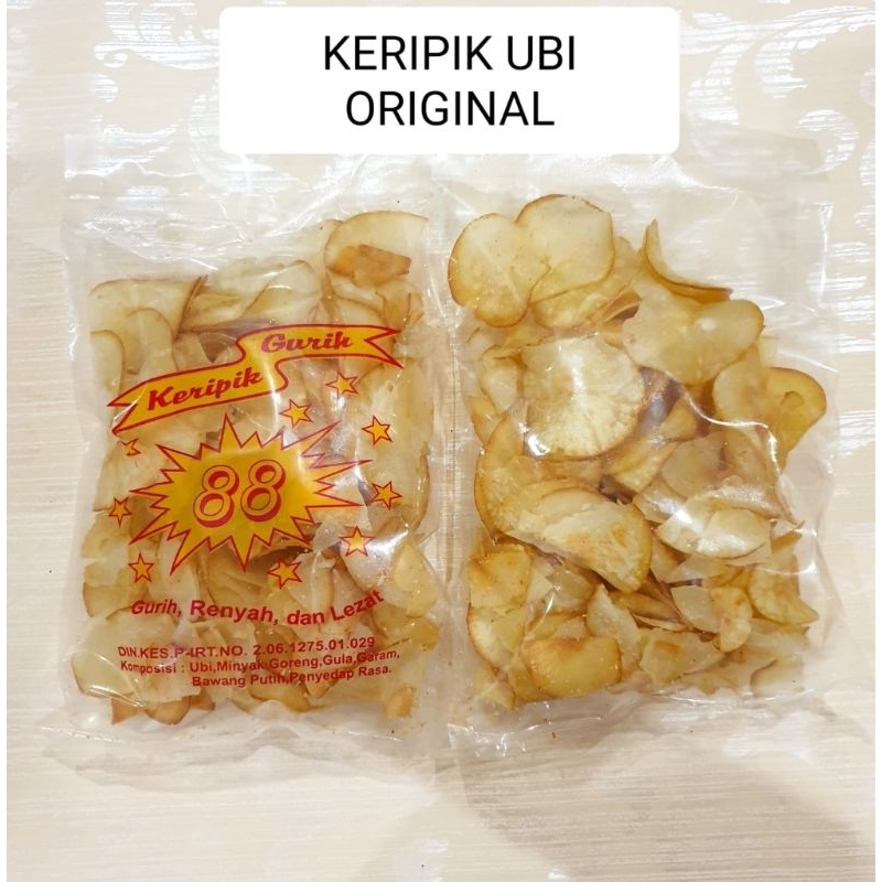 kerupuk gurih cap 88 keripik ubi original pedas 100 gr