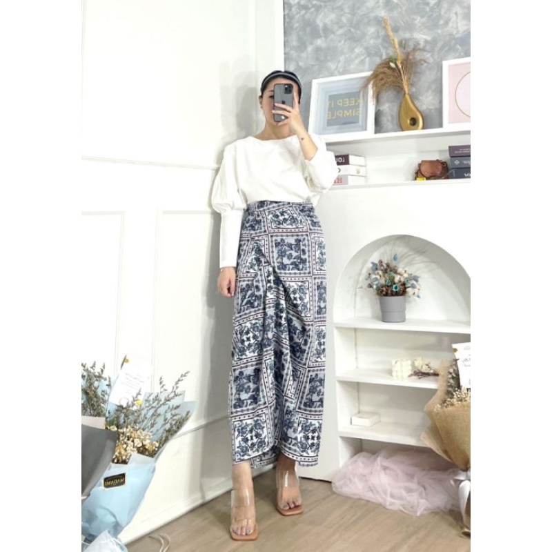 ⚡️CLEARANCE SALE ♡ PREMIUM ♡ ORIGINAL ! SALSABILLA 2 IN 1 ETHNIC BATIK SHABBY SET GAMIS PUFFY BLOUSE WITH WRAP TIED SKIRT / SETELAN ATASAN &amp; ROK LILIT