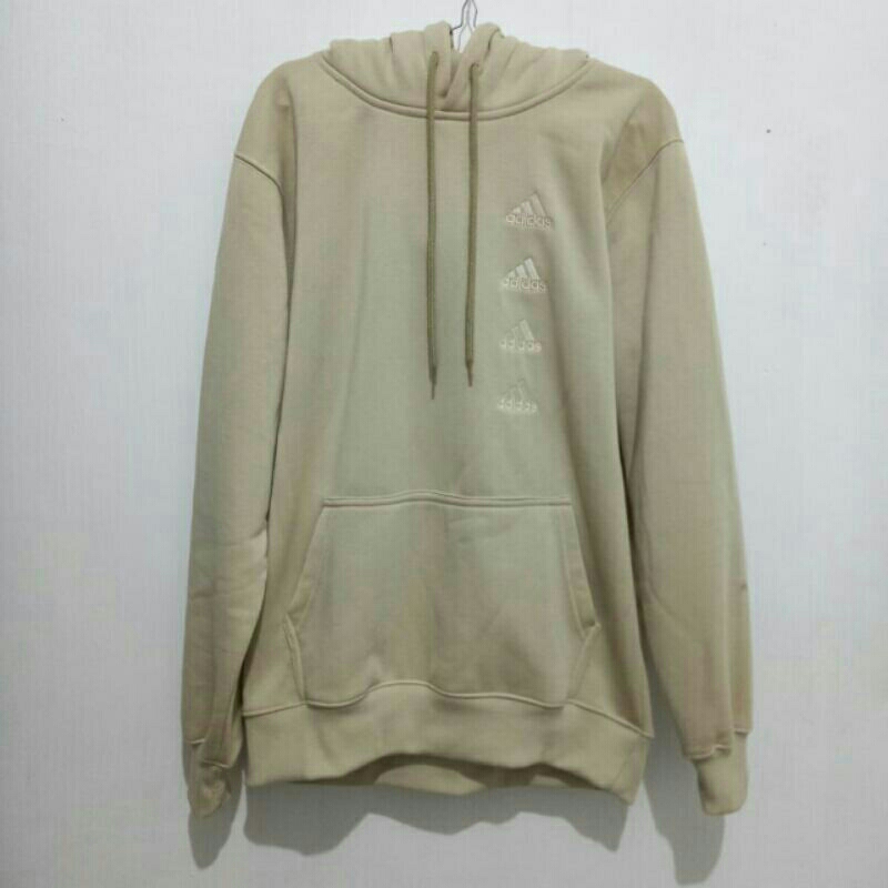 Jaket Sweater Hoodie Adidas Pria Wanita Beige Tebal