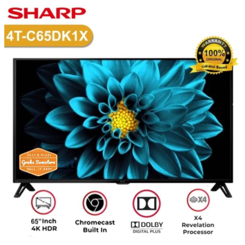 TV Sharp 64 Inch 4T-C65DK1X Smart Android TV 4K UHD Murah Medan