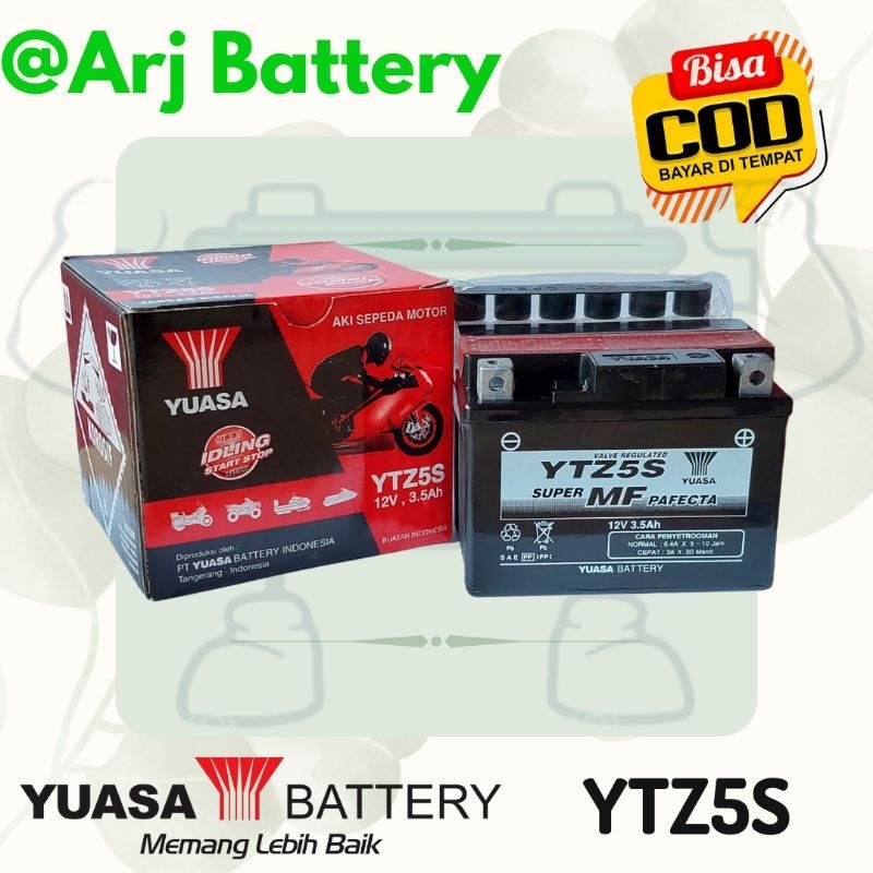 Aki Motor Suzuki Shogun Sp125, Skywave, Spin, Skydrive, Nex, YUASA YTZ5S MF KIT Aki Kering