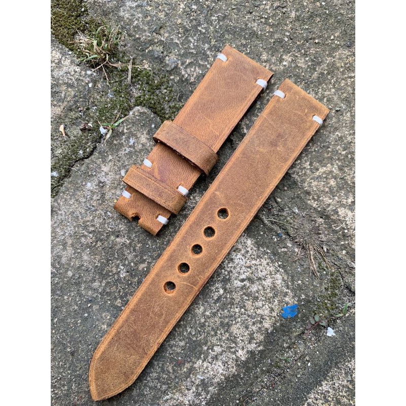 Strap tali jam tangan kulit sapi asli CH handmade lentur