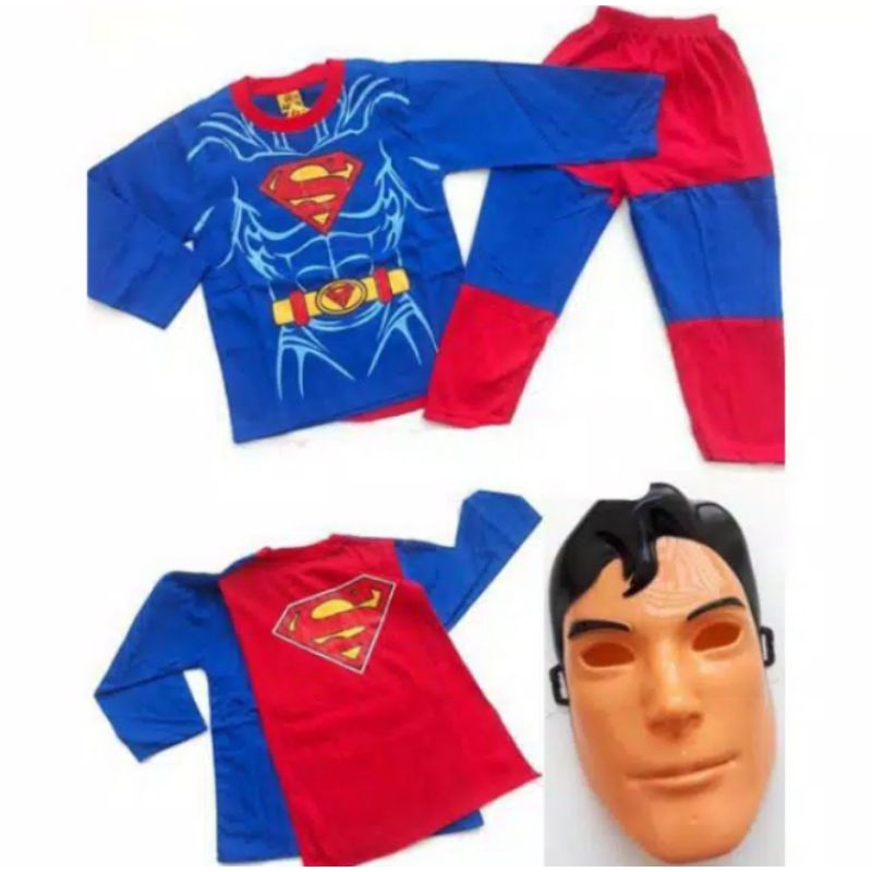 BAJU ANAK SUPERMAN SAYAP/BAJU SUPERMAN GRATIS TOPENG/SETELAN ANAK