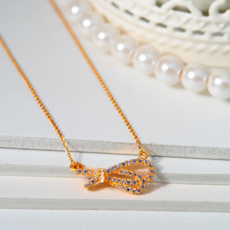 Rantai Emas New Fancy Liontin Ribbon Double Mata - Toko Emas Gadjah