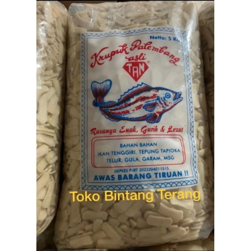 

Kerupuk krupuk Palembang asli TAN ikan tenggiri kecil 1 bal/ball 5 kg - pipih