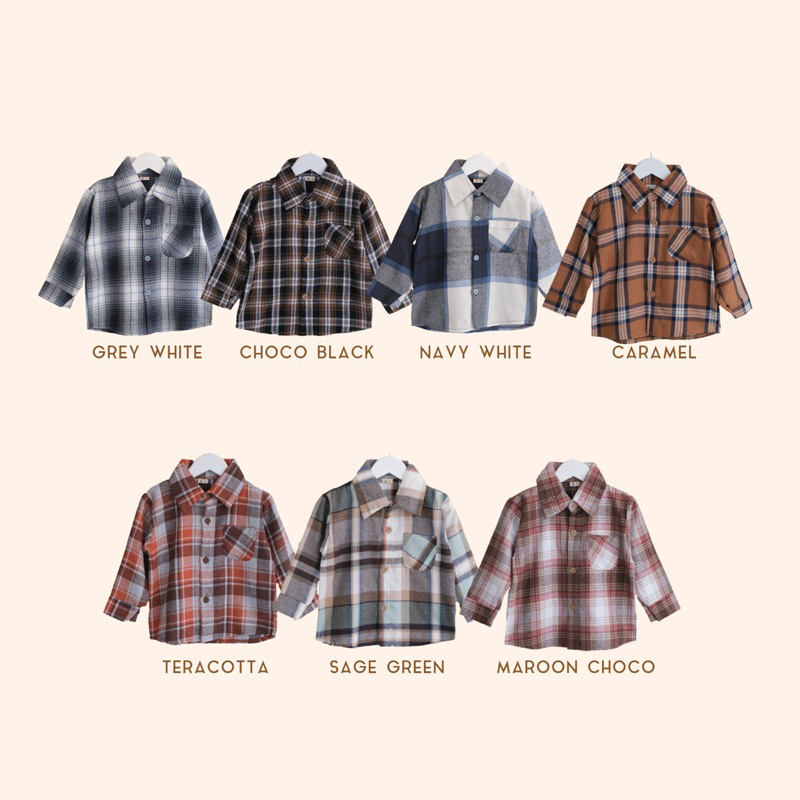 KIDS KEMEJA FLANEL COUPLE - Promo 10.10 Baju Anak Laki Laki Setelan Atasan Bayi Baby Kids Cewek Cowo Perempuan Katun Lucu Murah 1-6 Thn