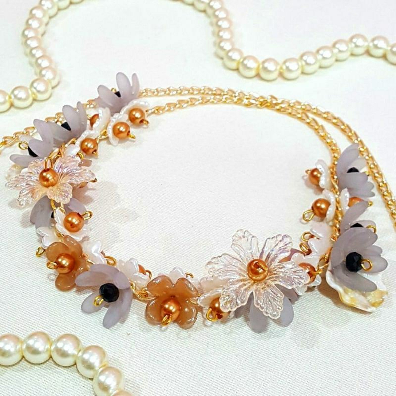 Kalung DAILY HIJAB/Crystal Beads Necklace/Kalung Mutiara