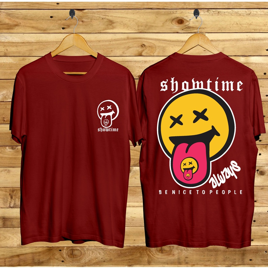 Kaos Tshirt Pria Terbaru Samurai Jepang Smile Always Warna Maroon Distro Lengan Pendek Motif Sablon Bergambar Keren