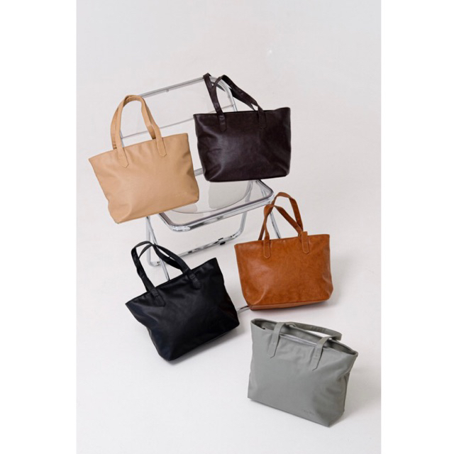 WELLFLAIR - Tote Bag Kulit Wanita Resleting - Tas Bahu Jinjing Laptop Cewek - ToteBag Simple Premium