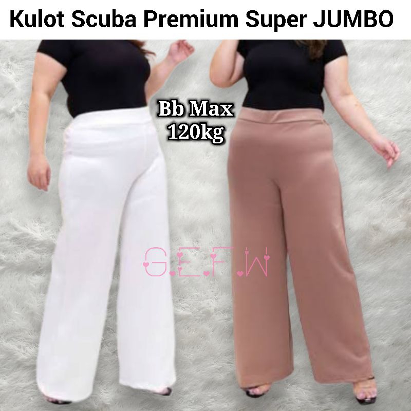 Celana Kulot Scuba Polos Ukuran Jumbo Sampai Bb 120kg // Kulot Panjang Wanita Polos Pinggang Karet Bahan Scuba Premium Tebal // Celana Panjang Wanita Melar Big Size Xxl Xxxl