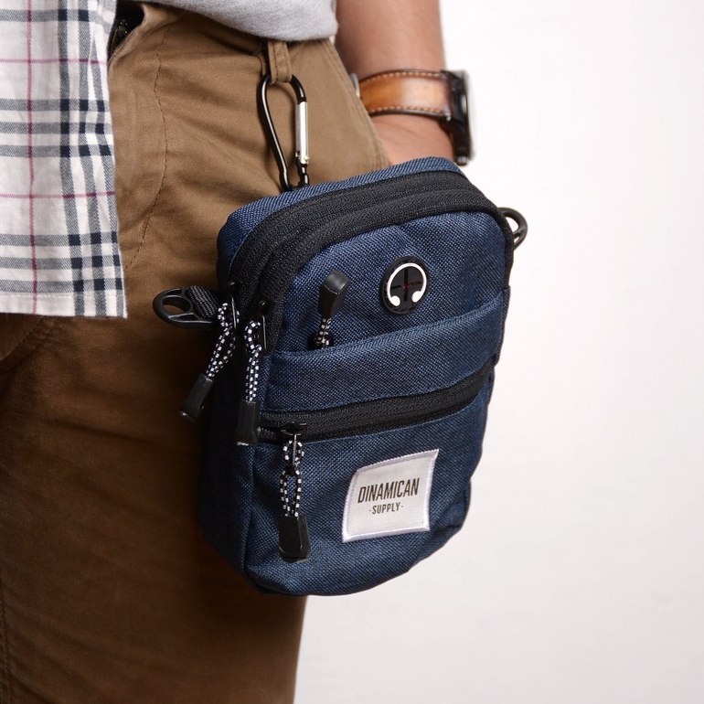 Tas pinggang pria kecil tas selempang keren cowok tas slempang sling bag Eaton Bag Navy Dinamican Supply